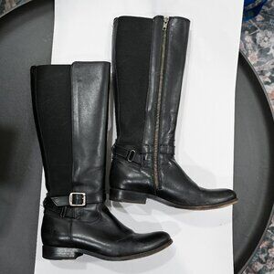 Frye Size 8 Tall Leather Stretch Mixed Media Riding Boots